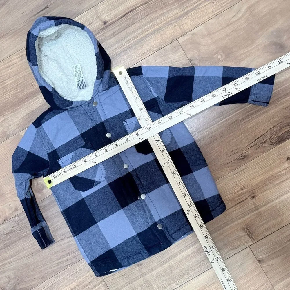 Gerber Blue Plaid Kids Hooded Jacket‎ Size 24 Months